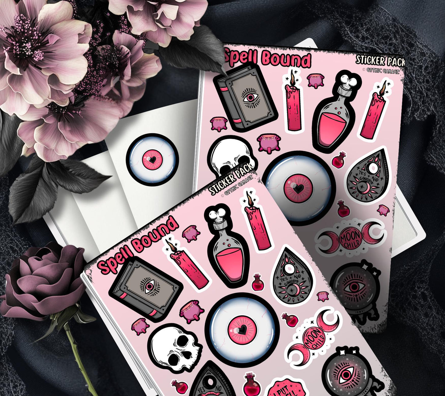 Gothic Spells Sticker Sheet, Perfect Goth & Witch Vibes Stickers, Budget Friendly Gifts for Goth Expression