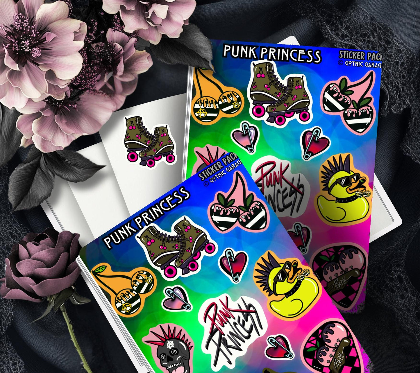 Punk Princess Sticker Sheet – Grunge Aesthetic - Perfect for Rebels, Punks Scrapbooking & Collecting or Showing Off