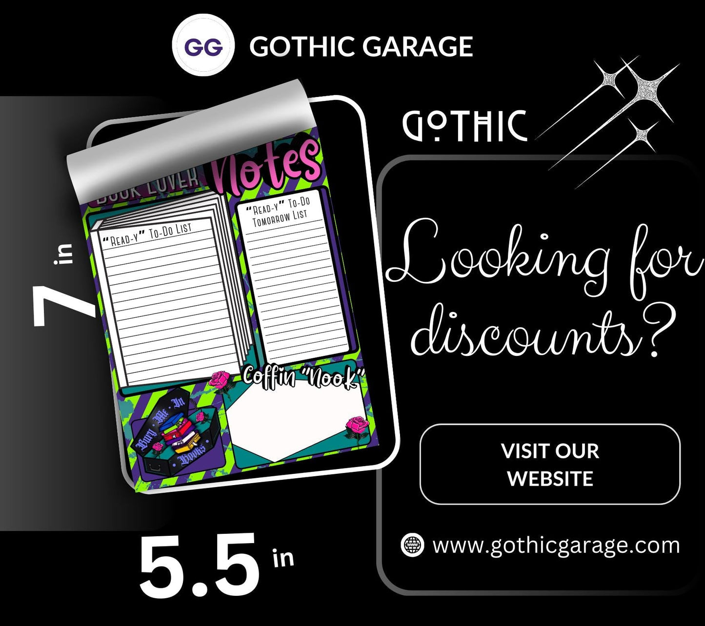 Dark Academia Notepad: Book Lover To-Do Lists, Coffin Nook - 50 Sheets