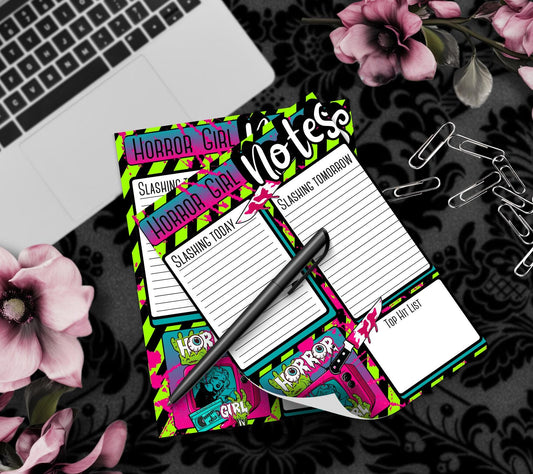 Horror Girl Notepad: Retro Slasher To-Do List, 50 Sheets