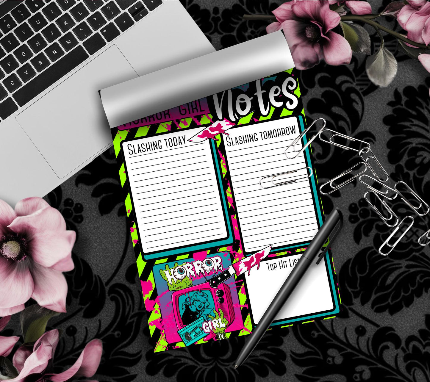 Horror Girl Notepad: Retro Slasher To-Do List, 50 Sheets