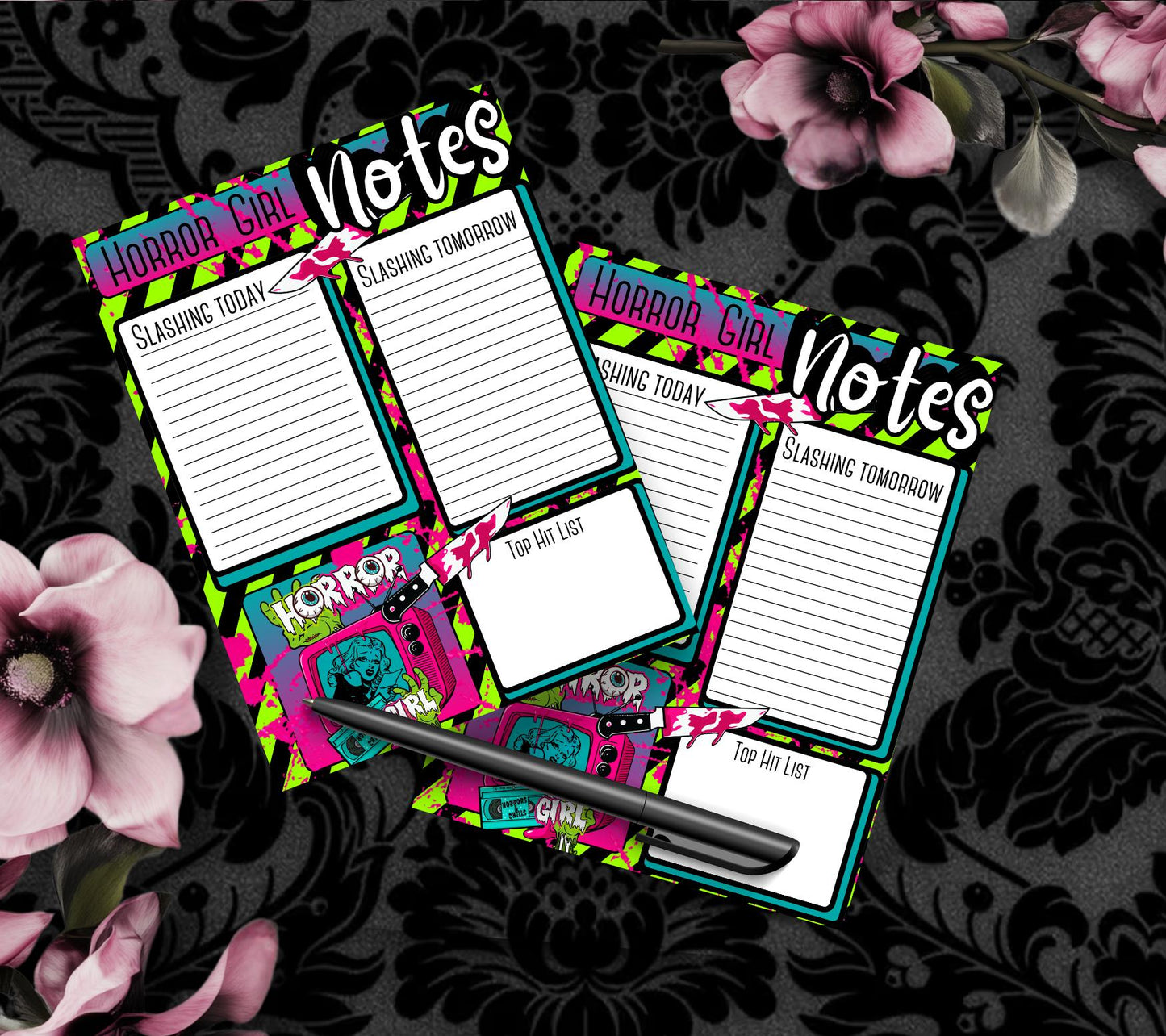 Horror Girl Notepad: Retro Slasher To-Do List, 50 Sheets