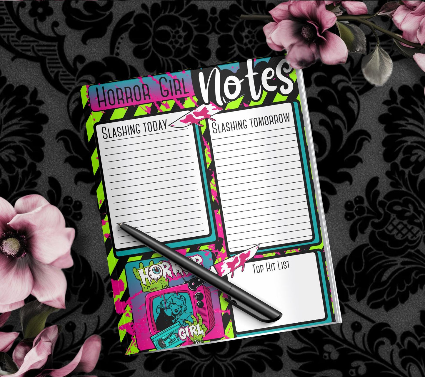 Horror Girl Notepad: Retro Slasher To-Do List, 50 Sheets