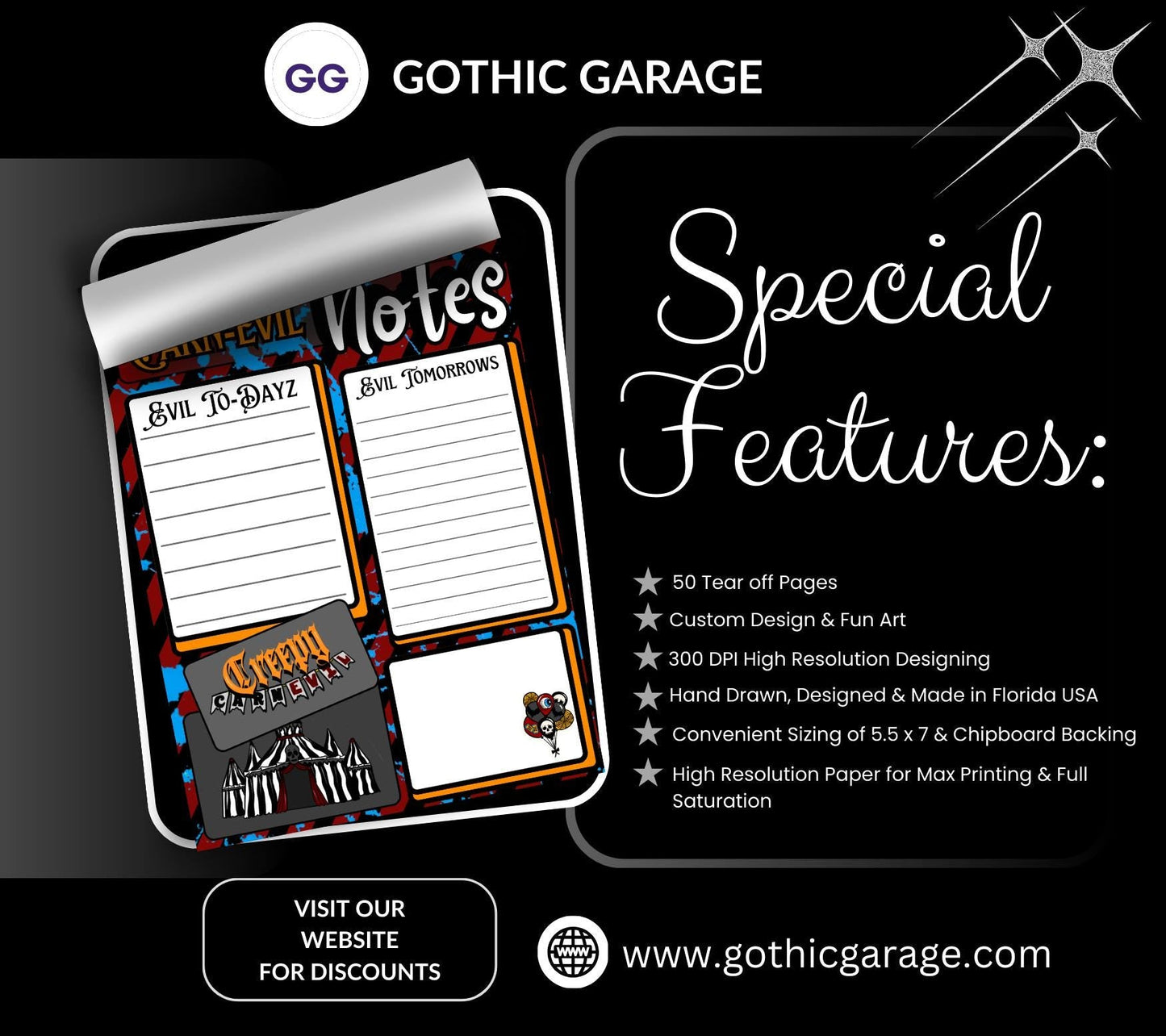 Carn-Evil Notepad: Creepy Carnival To-Do List - 50 Sheets