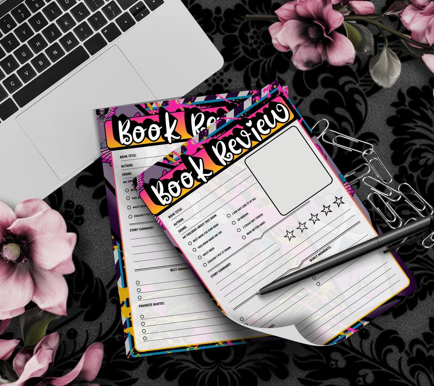 Spooky Pop Art Book Review Tear-Off Notepad – 50 Sheets of Aesthetic Reader Review Pages for Bookworms, Bloggers & Booktok