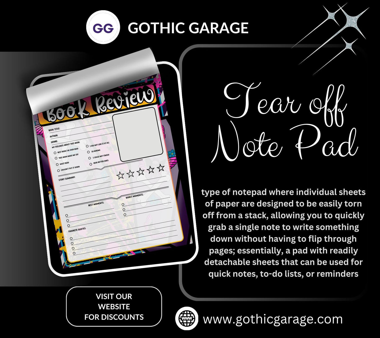 Spooky Pop Art Book Review Tear-Off Notepad – 50 Sheets of Aesthetic Reader Review Pages for Bookworms, Bloggers & Booktok