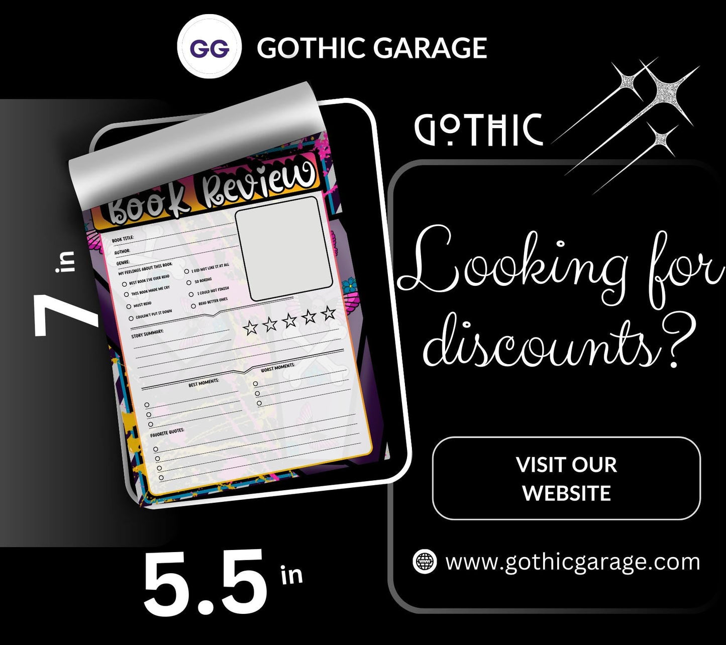 Spooky Pop Art Book Review Tear-Off Notepad – 50 Sheets of Aesthetic Reader Review Pages for Bookworms, Bloggers & Booktok