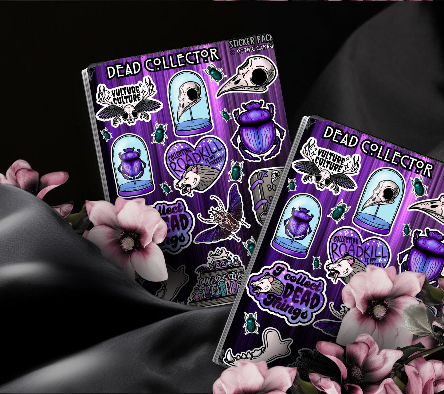 Gothic Dead Collector Sticker Sheet, Aesthetic Skulls, Oddities & Bugs - Perfect for Scrapbooking and Collecting