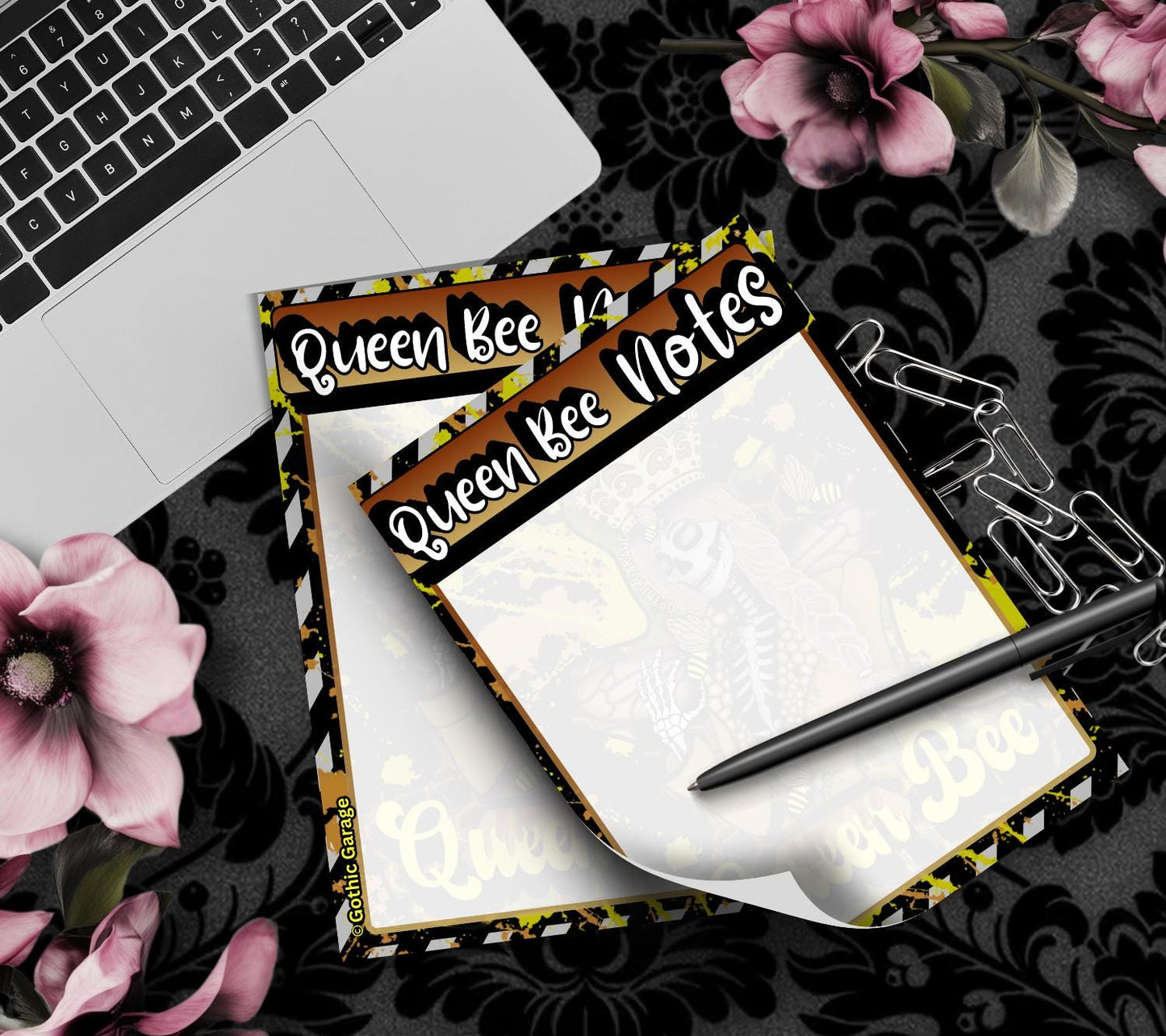 Queen Bee Skeleton Notepad: Gothic Stationery, 50 Tear-Off Sheets