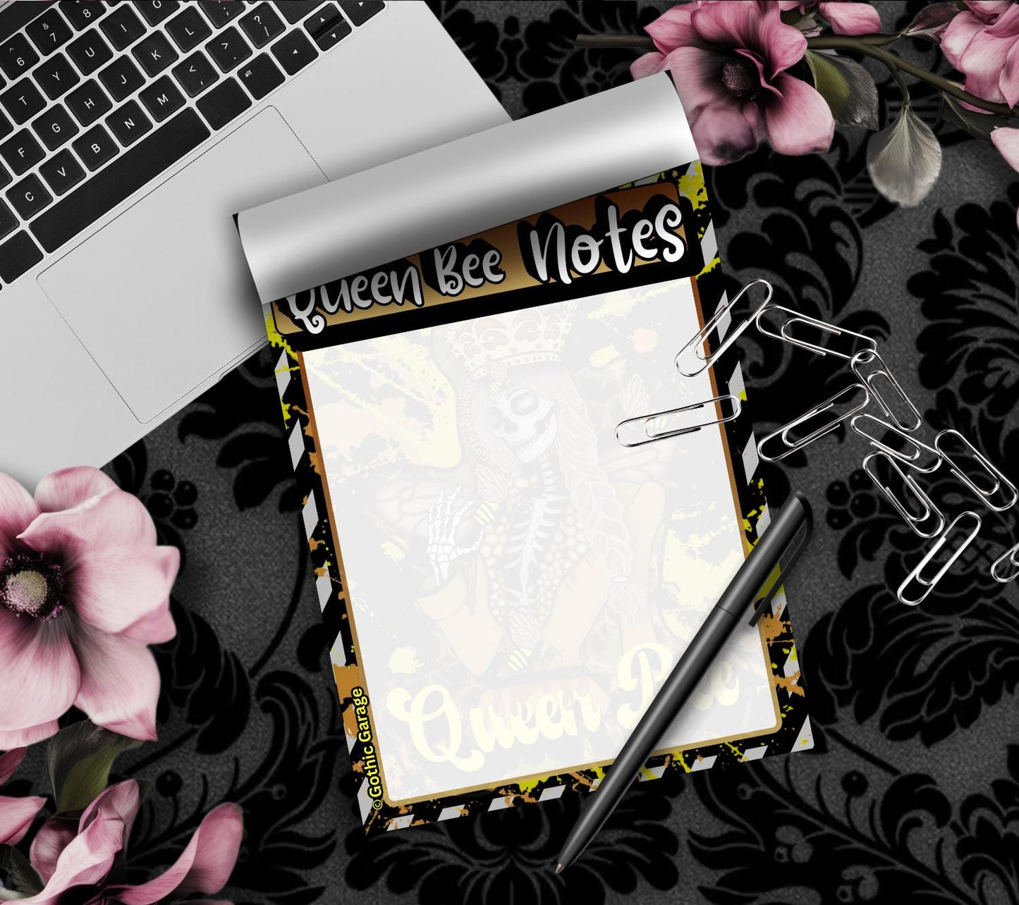 Queen Bee Skeleton Notepad: Gothic Stationery, 50 Tear-Off Sheets