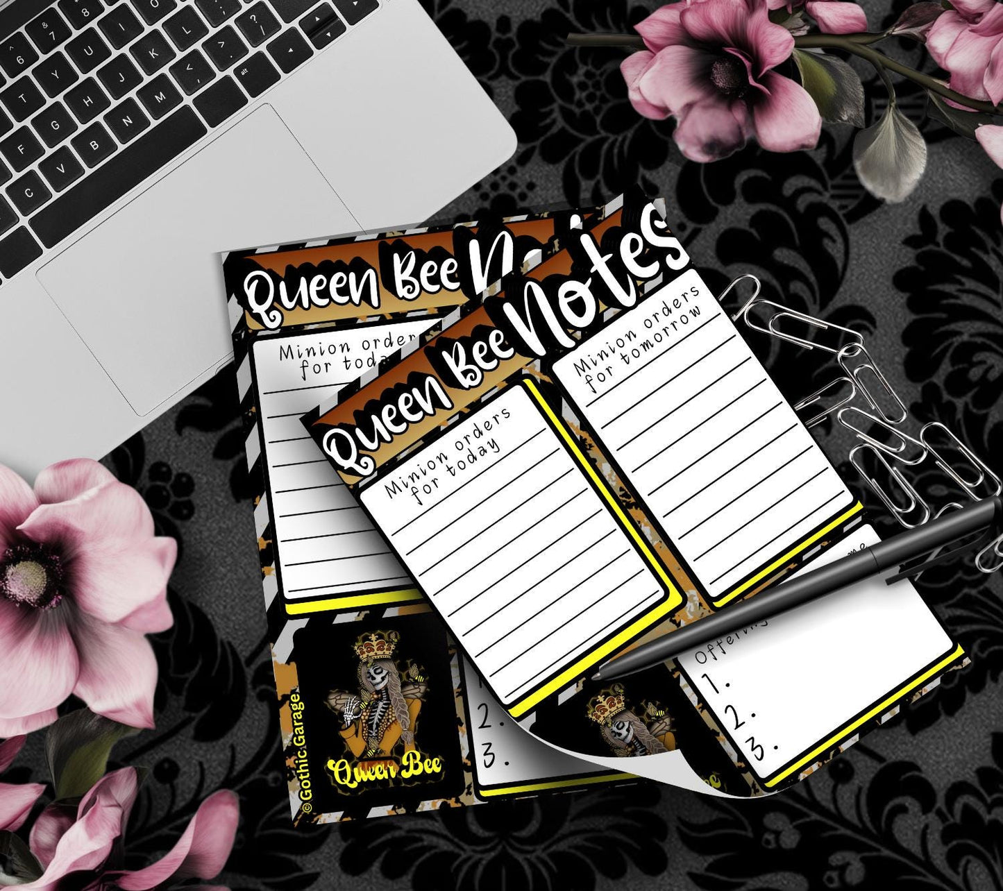 Queen Bee Notepad: Gothic Stationery for To-Do Lists