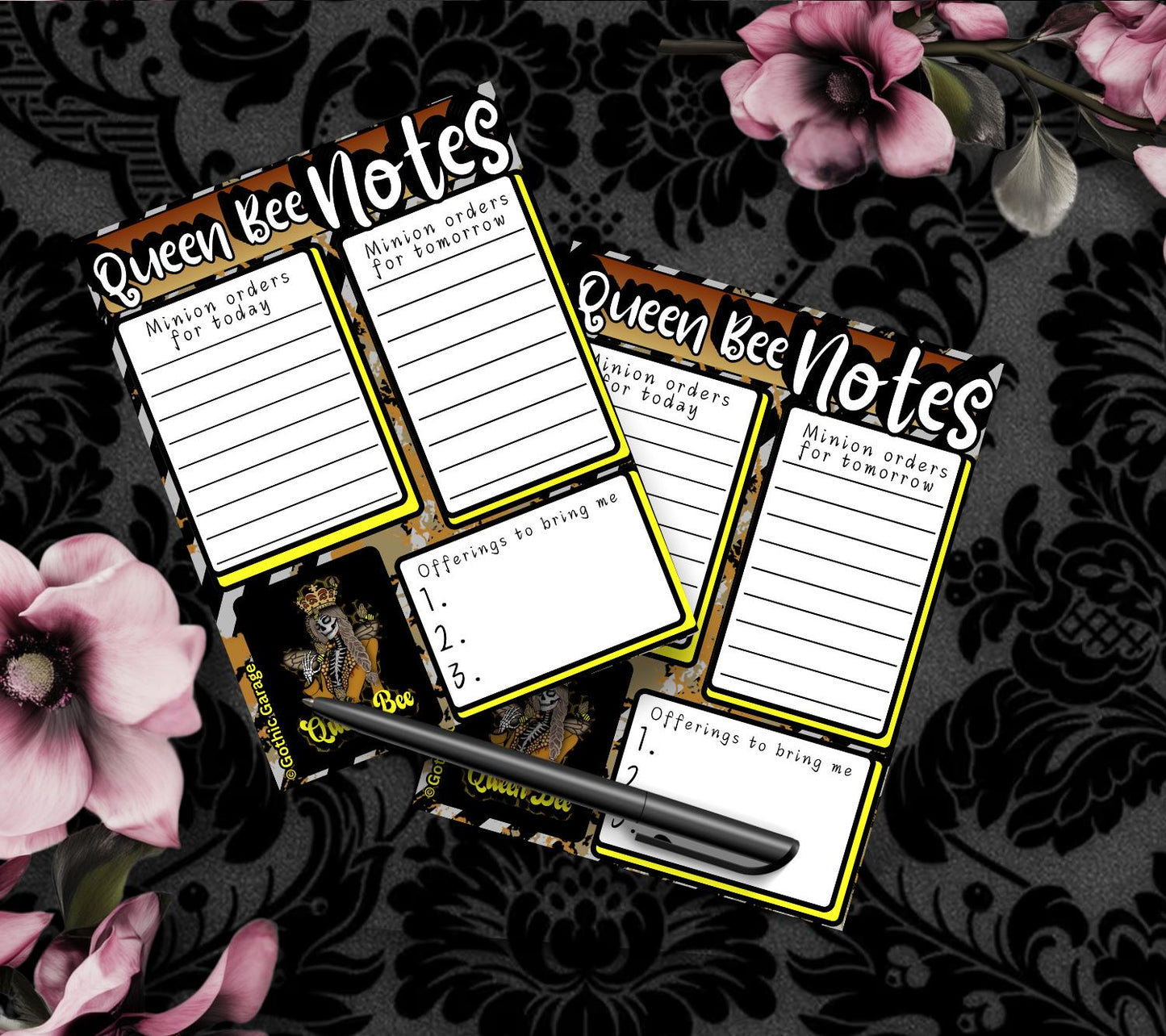 Queen Bee Notepad: Gothic Stationery for To-Do Lists