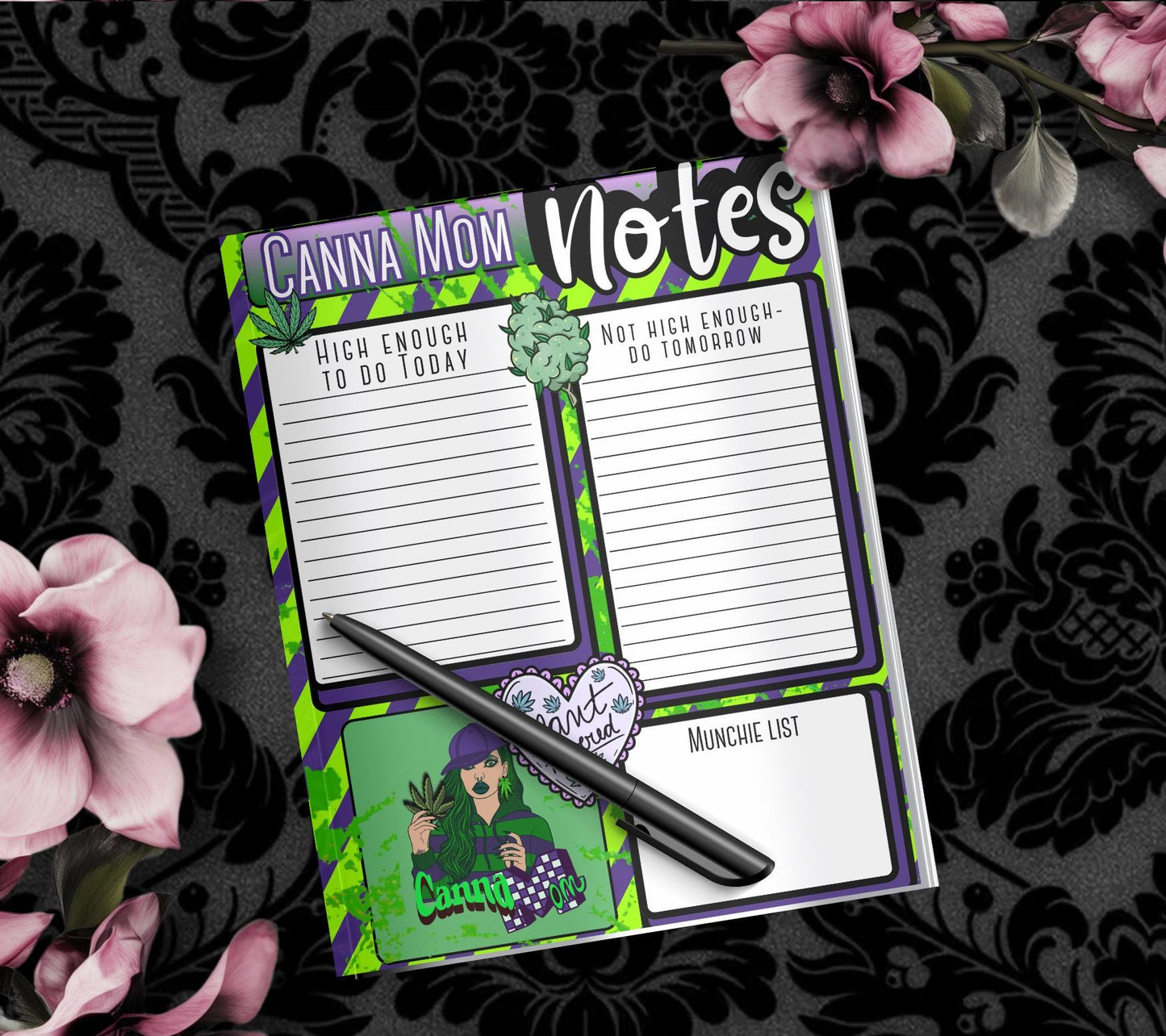 Canna Mom Notes Tear-Off Notepad – Funny Weed Mom To-Do List Pad, 50 Sheets for Stoner Mamas