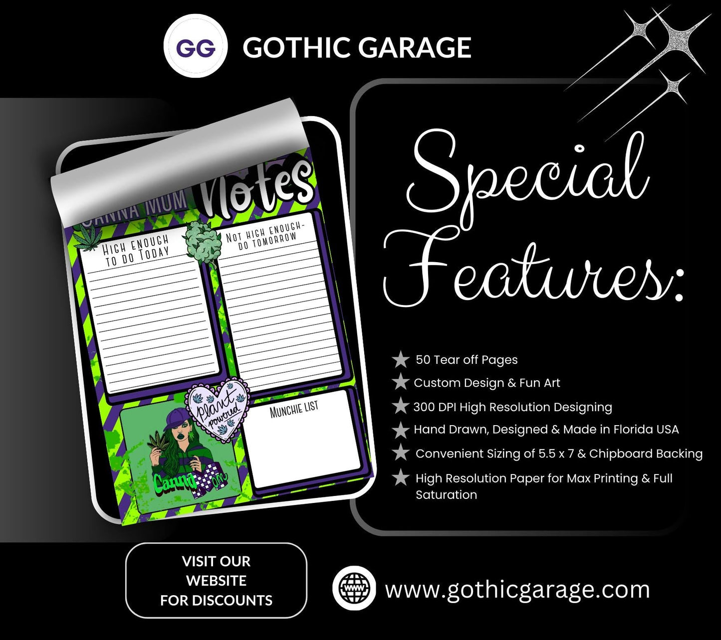 Canna Mom Notes Tear-Off Notepad – Funny Weed Mom To-Do List Pad, 50 Sheets for Stoner Mamas