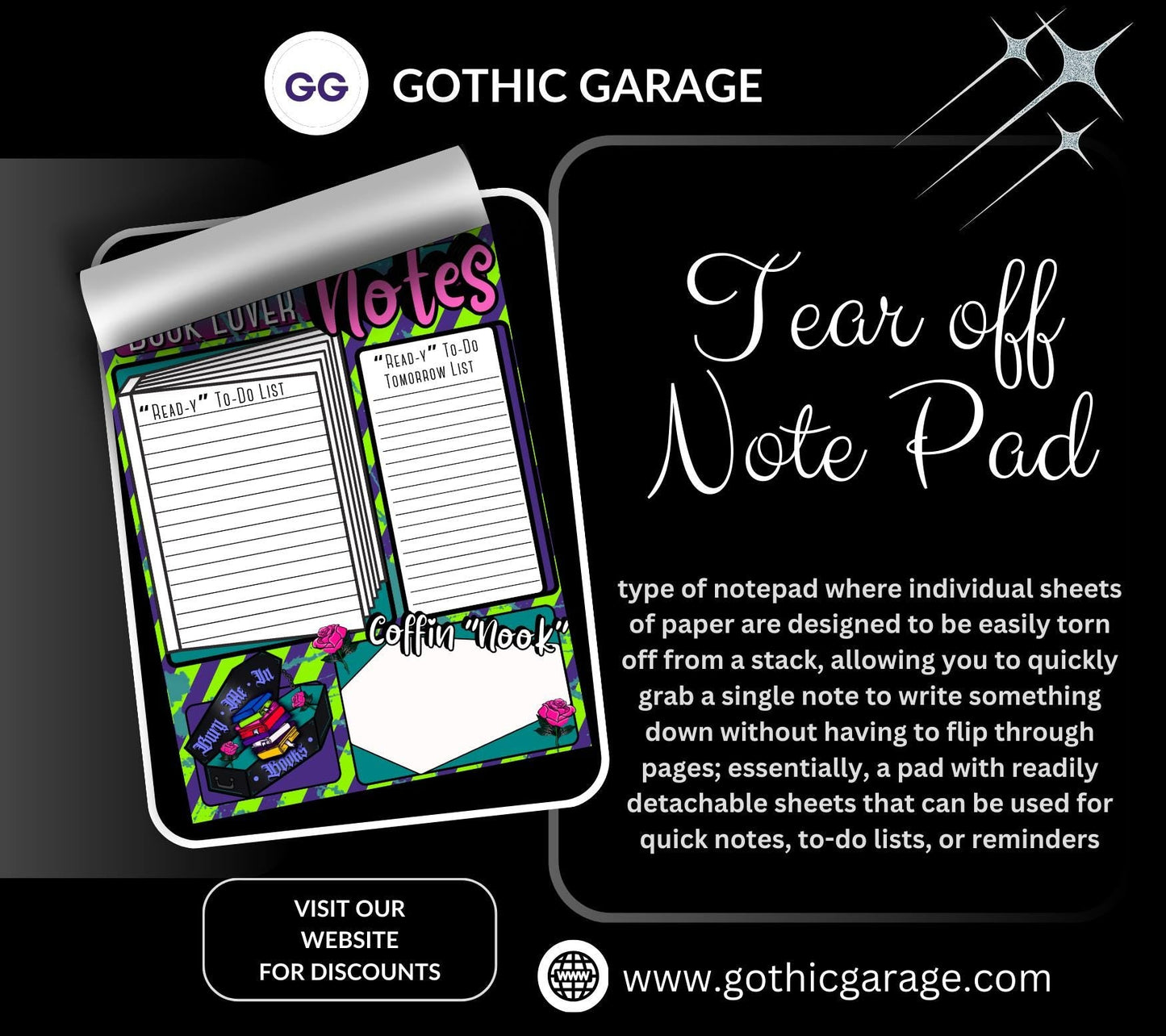 Dark Academia Notepad: Book Lover To-Do Lists, Coffin Nook - 50 Sheets