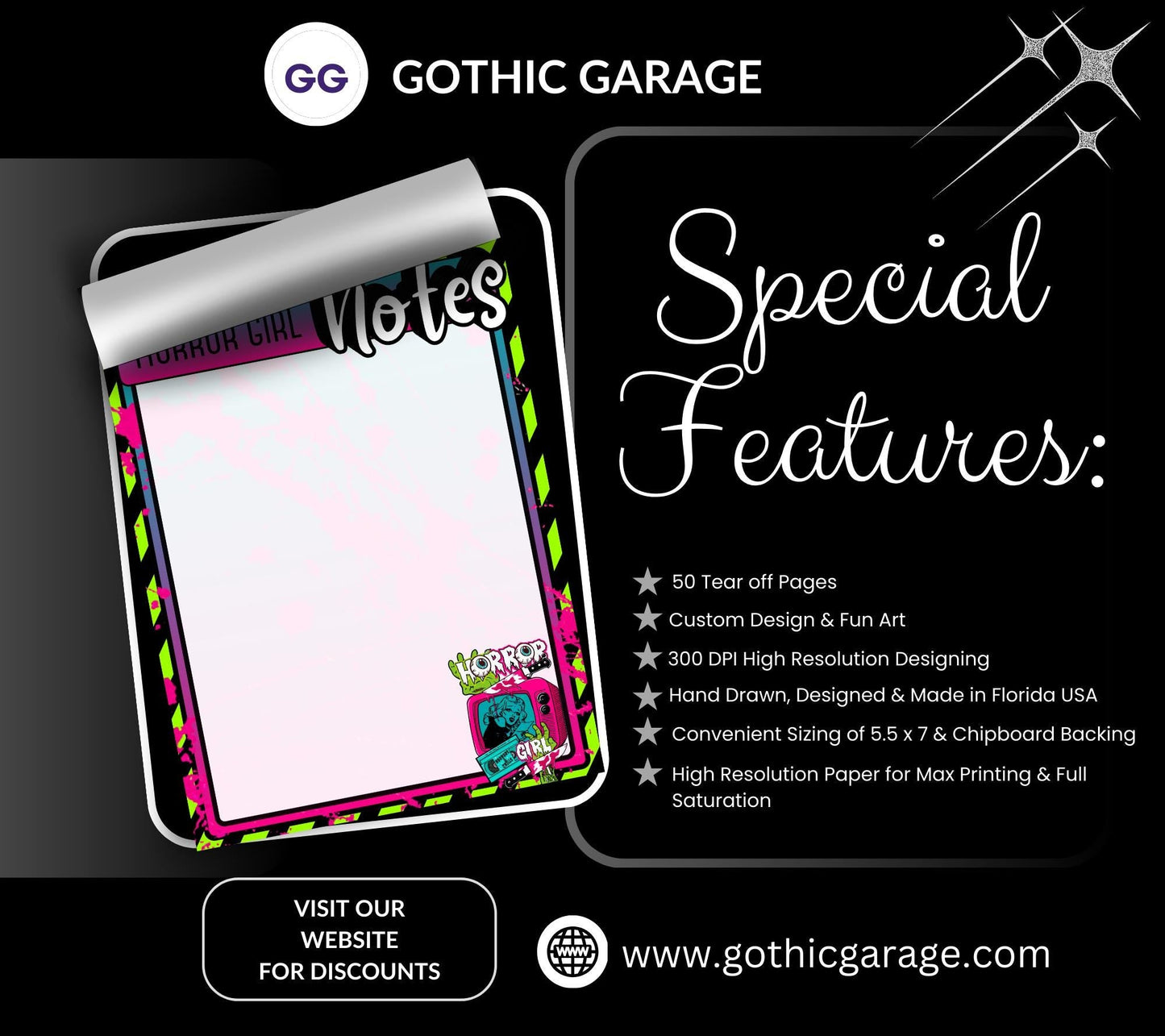 Horror Girl Notepad: Retro Spooky To-Do List (50 Sheets)