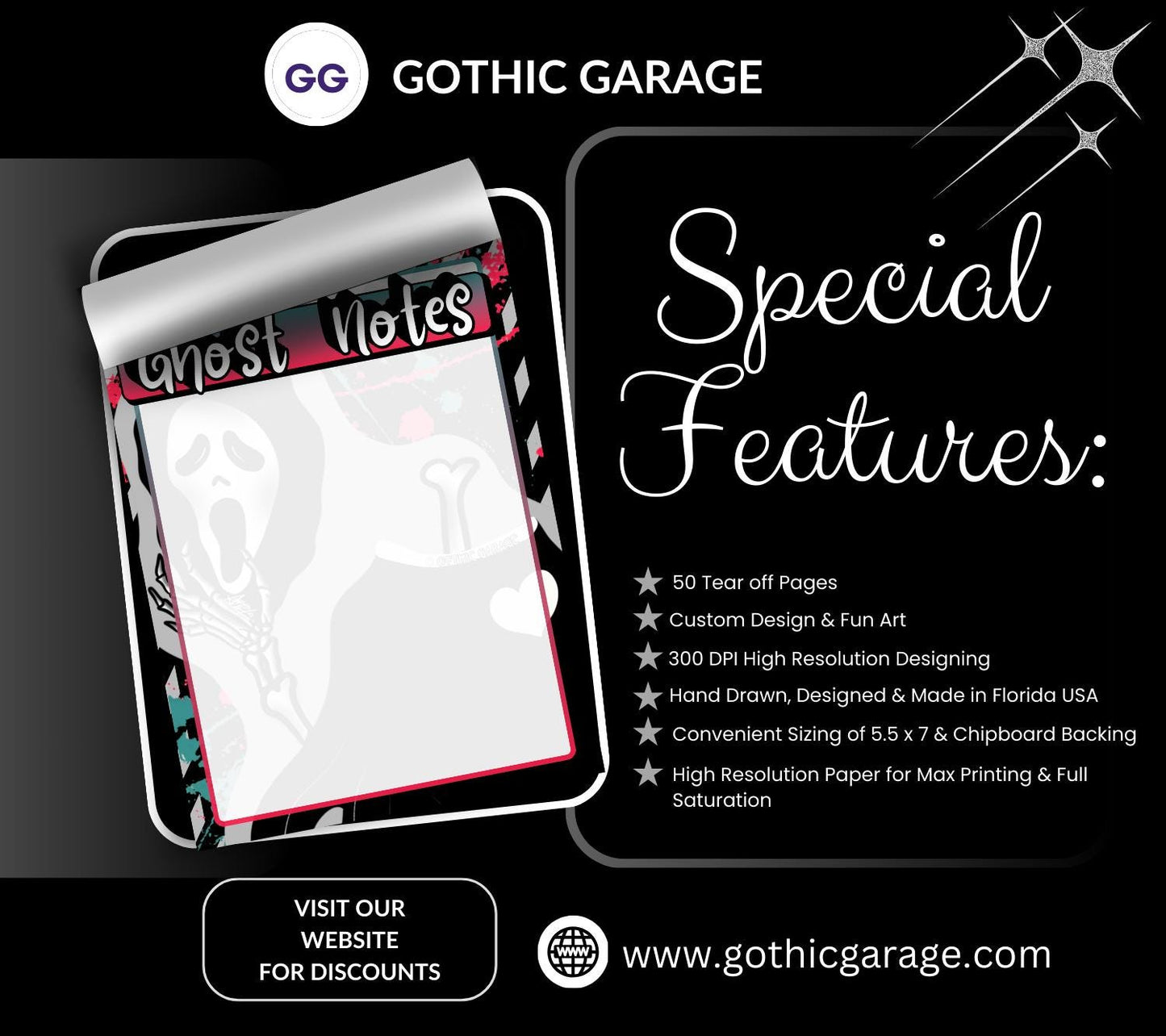 Blank Ghost Notes Tear-Off Notepad – 50 Sheets of Spooky Cute Stationery for Horror Fans & Hauntingly Organized Lists