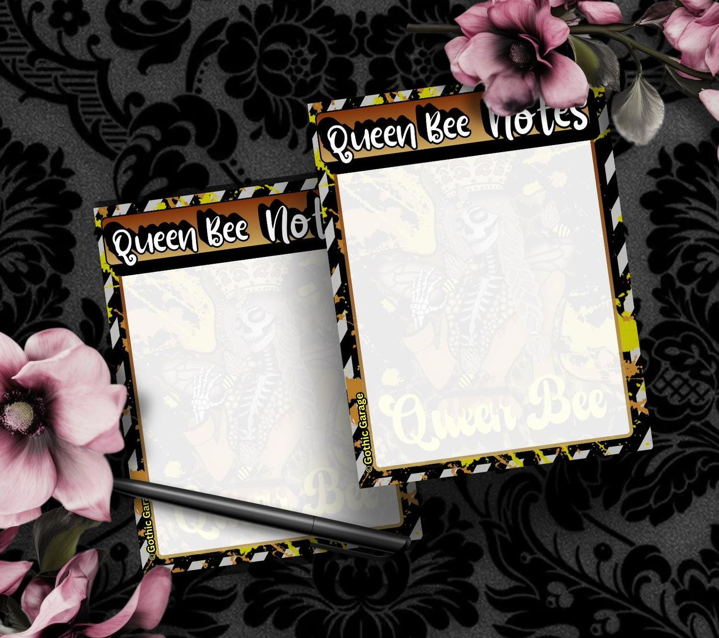 Queen Bee Skeleton Notepad: Gothic Stationery, 50 Tear-Off Sheets