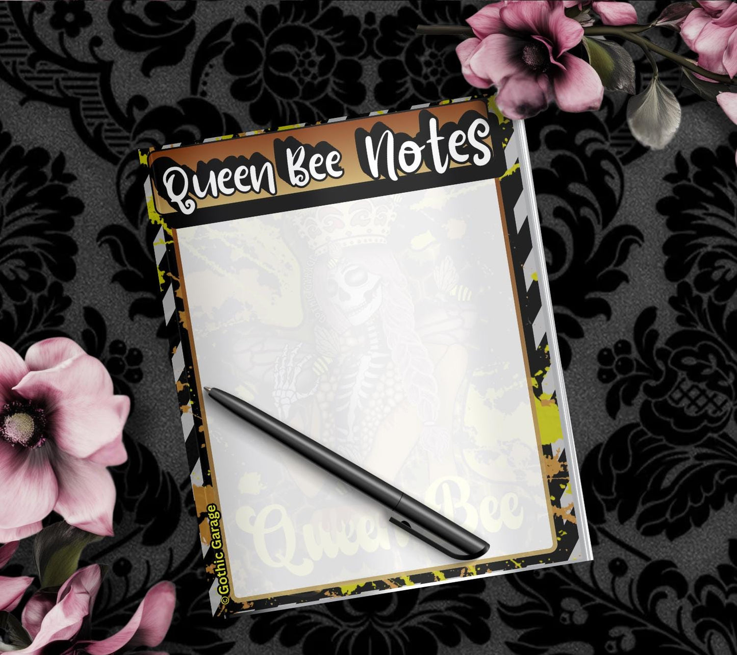 Queen Bee Skeleton Notepad: Gothic Stationery, 50 Tear-Off Sheets