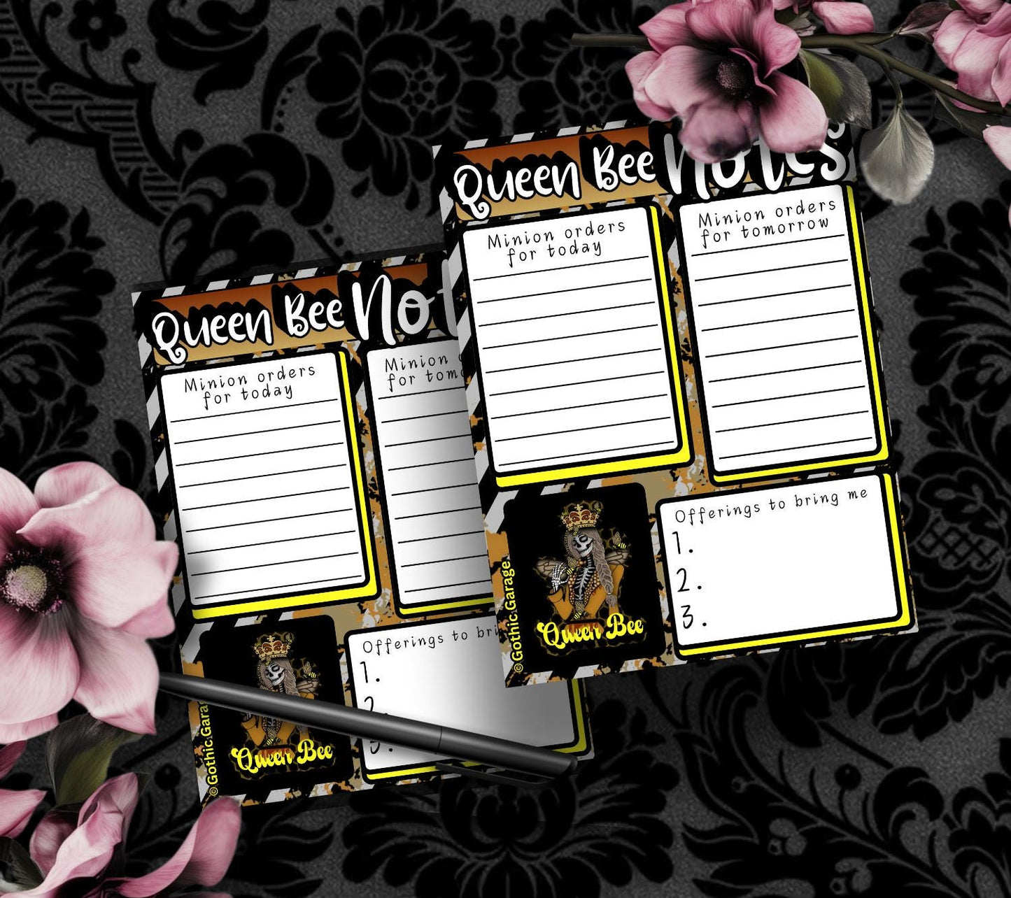 Queen Bee Notepad: Gothic Stationery for To-Do Lists