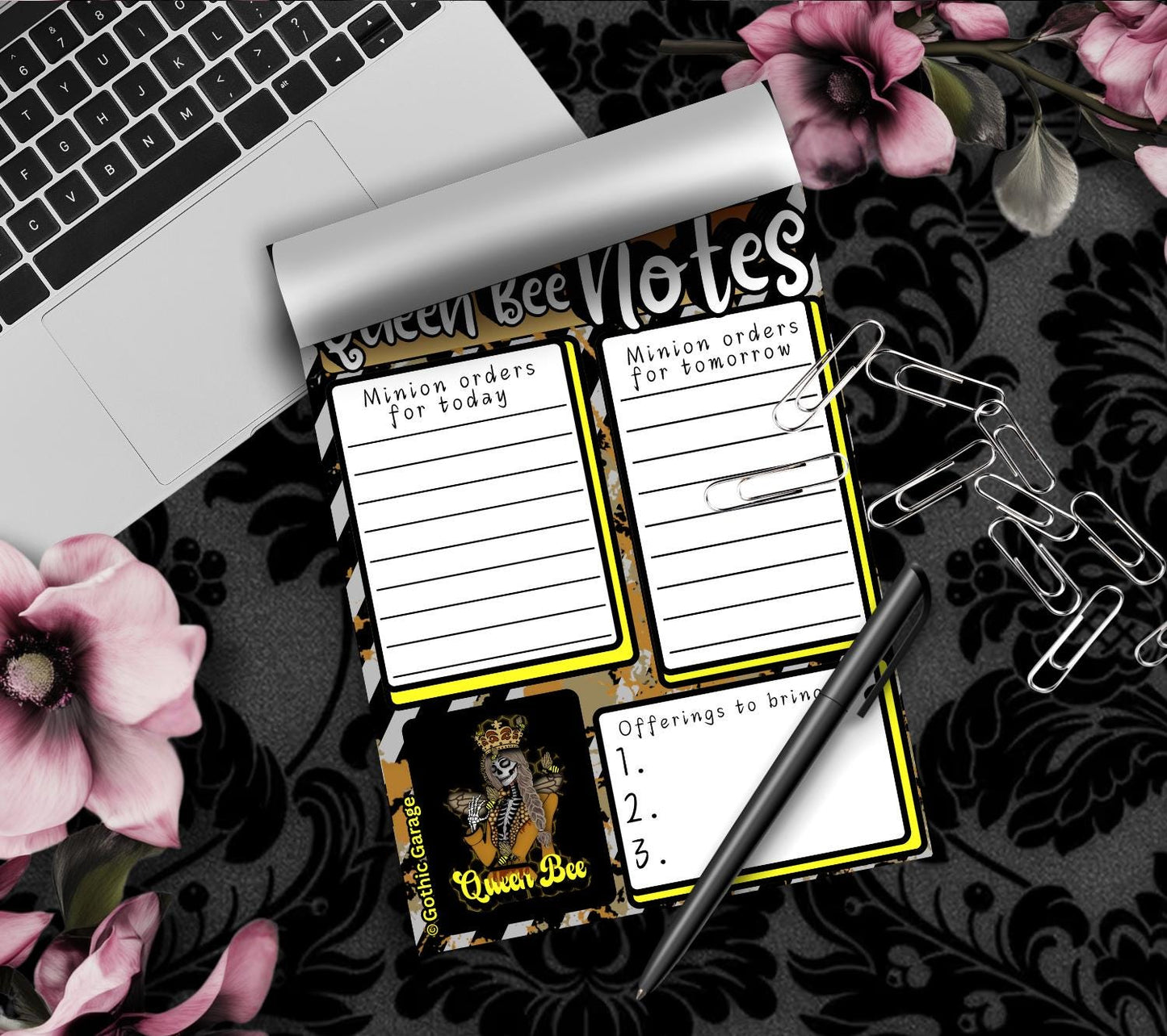 Queen Bee Notepad: Gothic Stationery for To-Do Lists