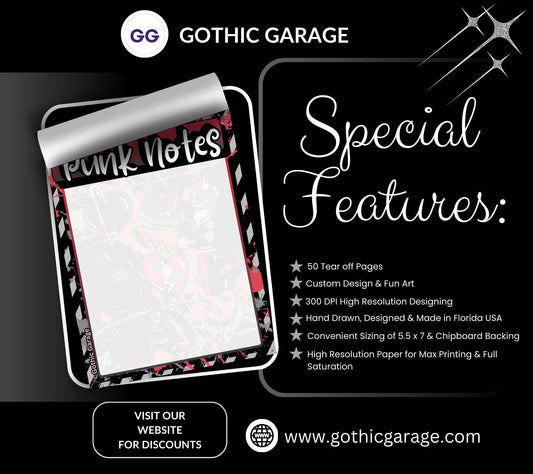 Punk Notes Notepad: Grunge Alt Stationery for Rebels - 50 Tear-Off Sheets