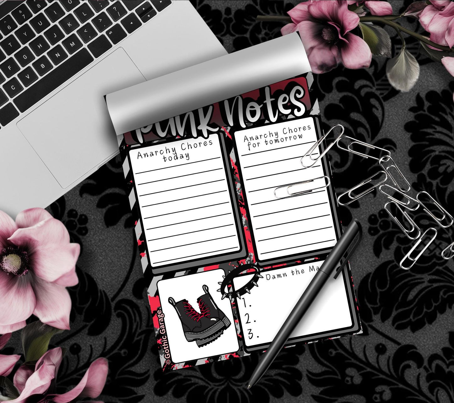 Punk Notes Notepad: Anarchy Chores Stationery for Alt Girls