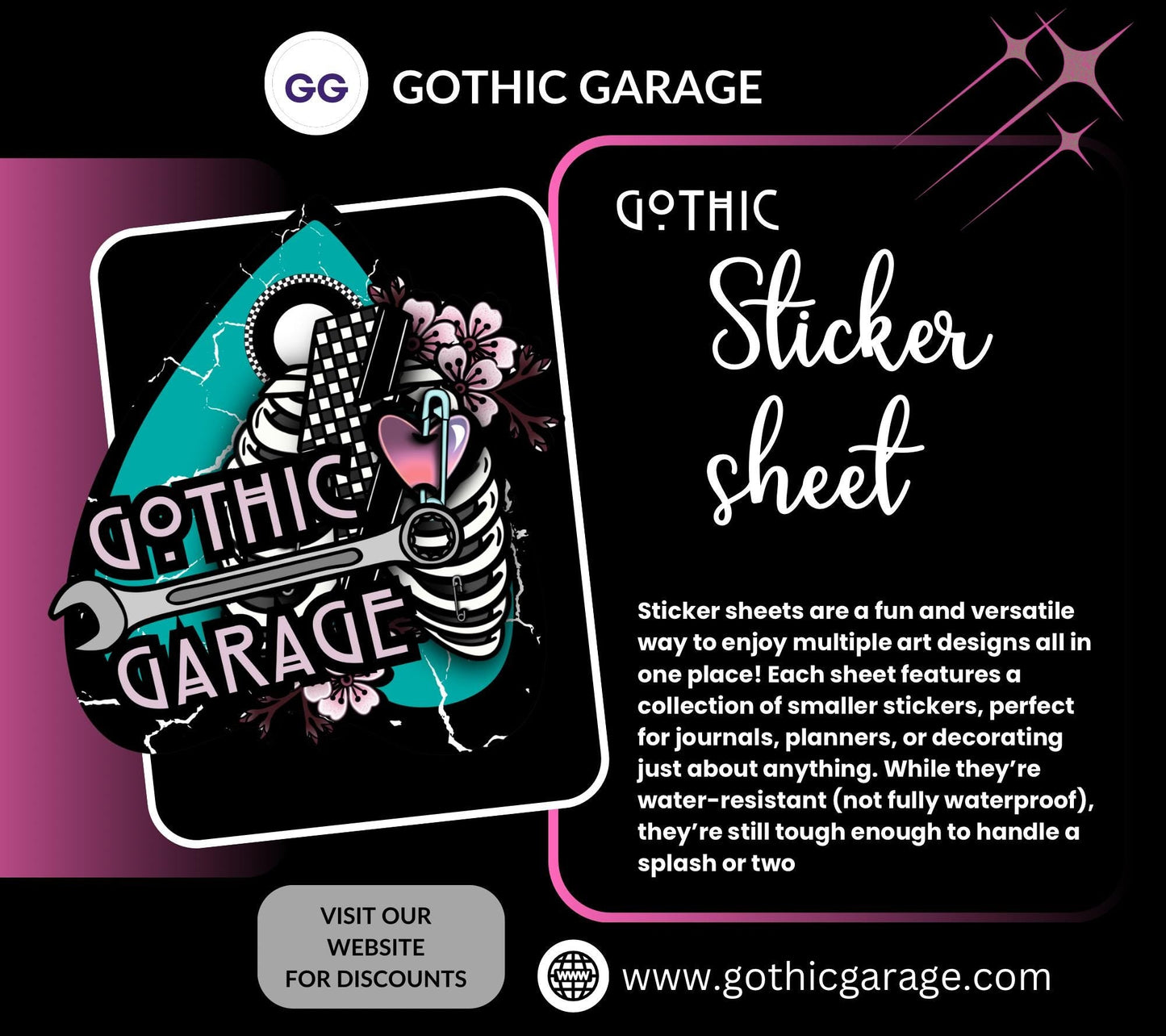 Sick ‘N Dead Gothic Pastel Sticker Sheets for Collecting and Scrapbooking - High-Quality, Vibrant Designs, Perfect Budget Friendly Gifts