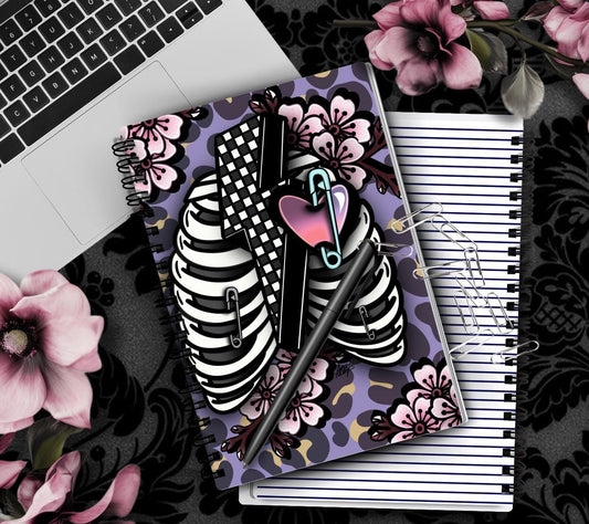 Gothic & Punk Ribcage Notebook Hand Drawn Detail  – 160 Lined Pages for Daily Tasks, Notes, and Personal Writing