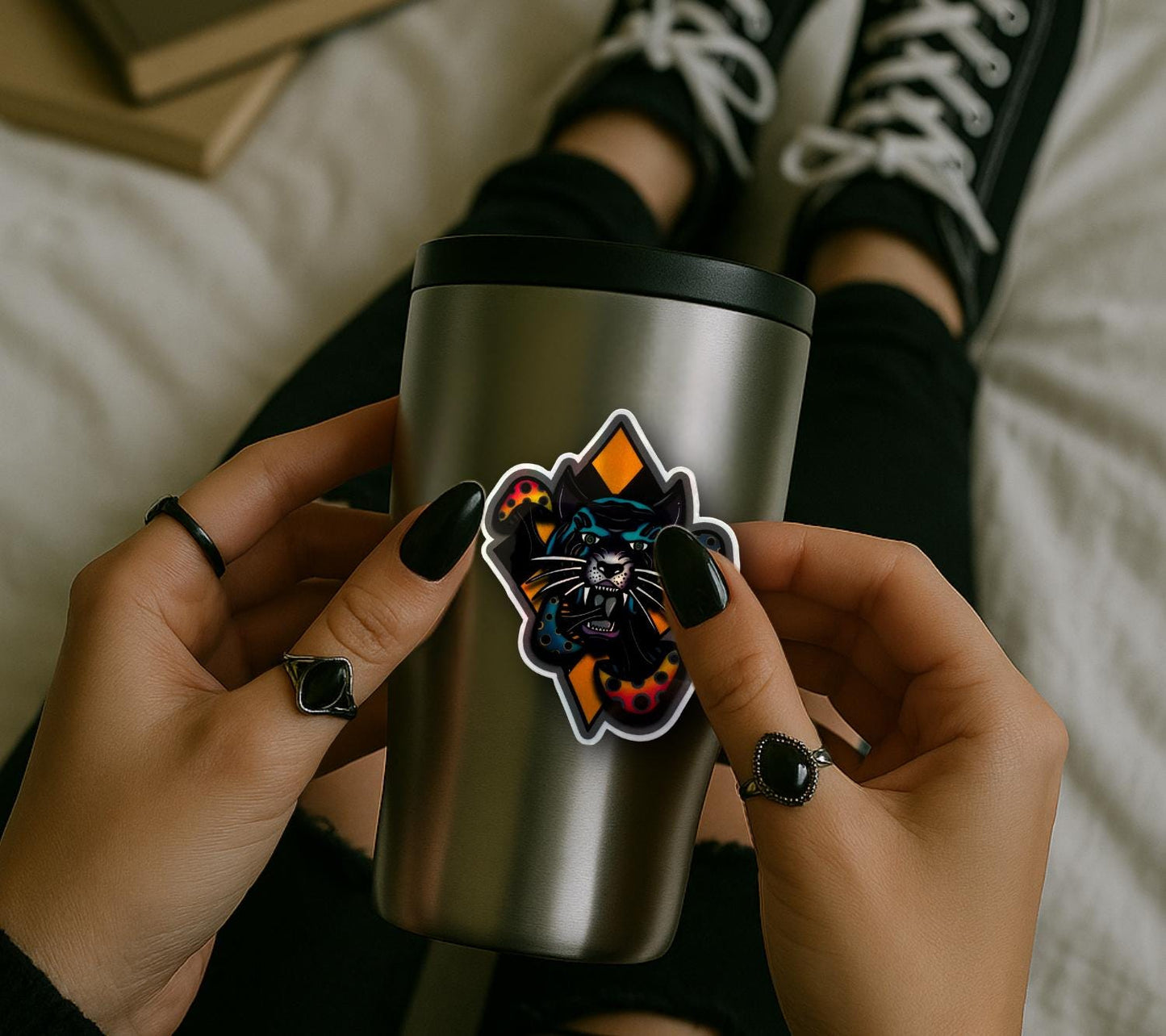 Gothic Mushroom Tiger Sticker: Waterproof Die Cut, Glossy or Holographic