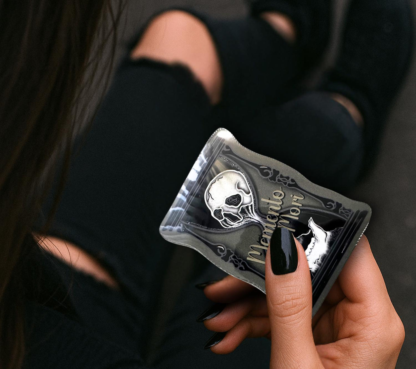 Memento Mori Sticker: Gothic Skull Hourglass, Waterproof Vinyl