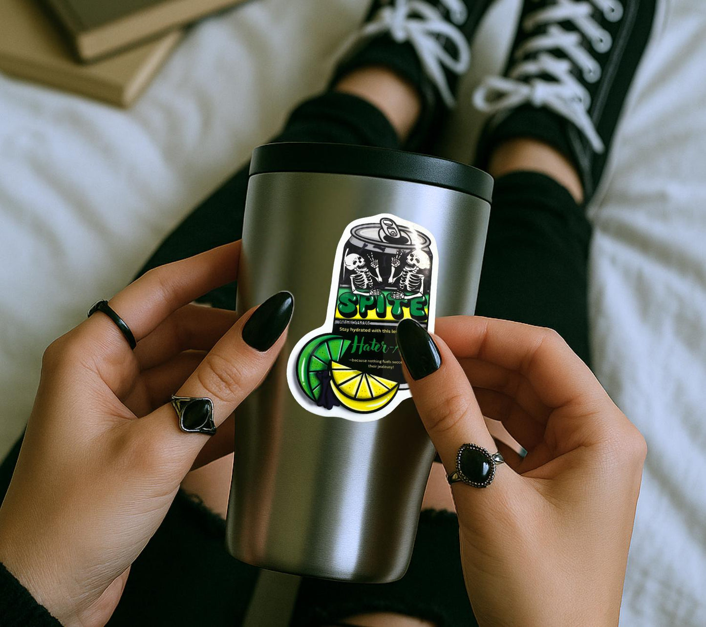 Spite Hater-Aid Sticker: Gothic Sarcastic Soda Can - Glossy or Holographic