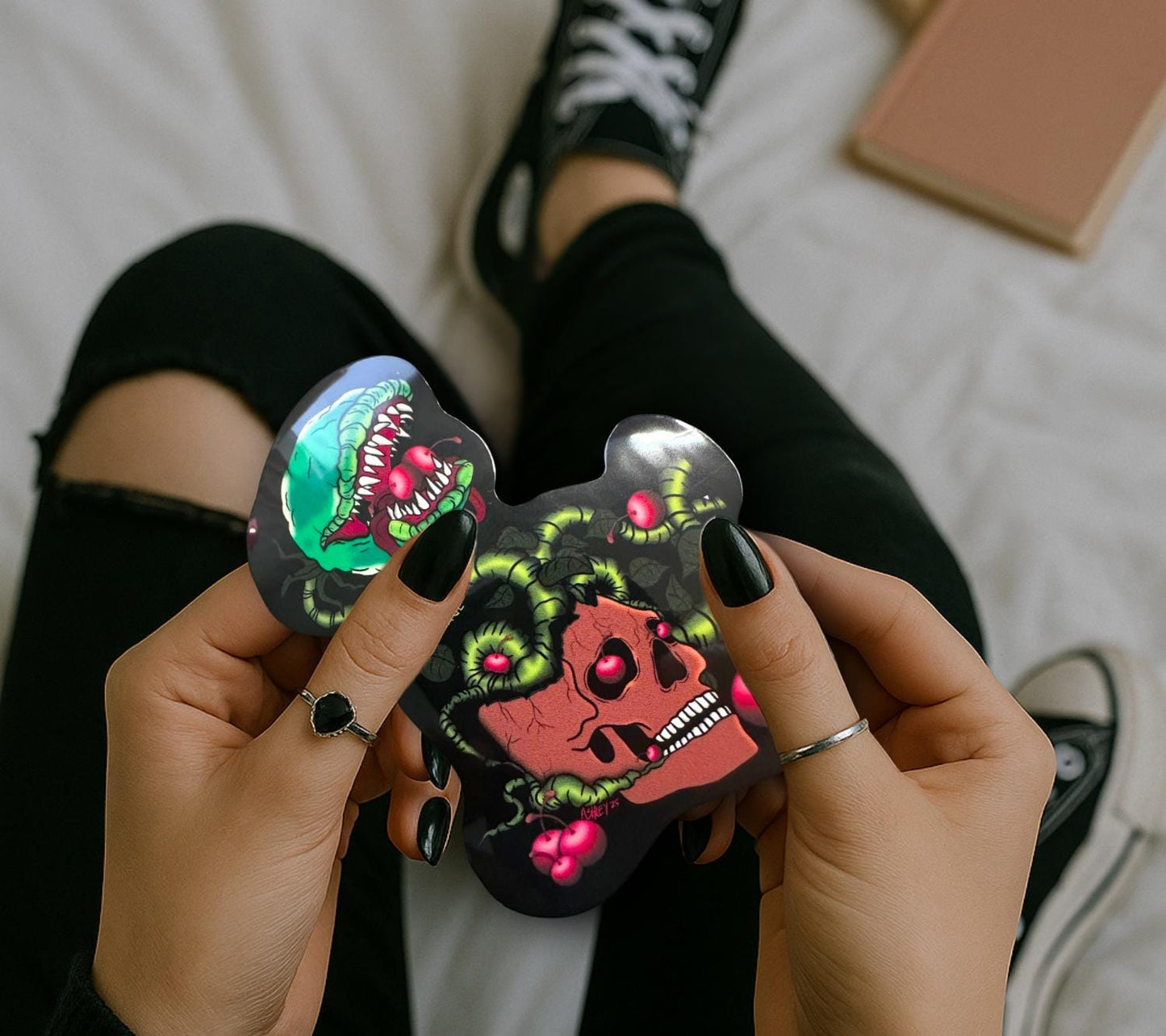 Cherry Skull Venus Flytrap Die Cut Waterproof Sticker