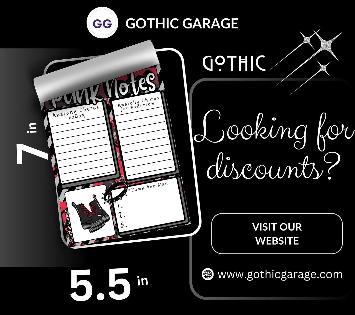 Punk Notes Notepad: Anarchy Chores Stationery for Alt Girls