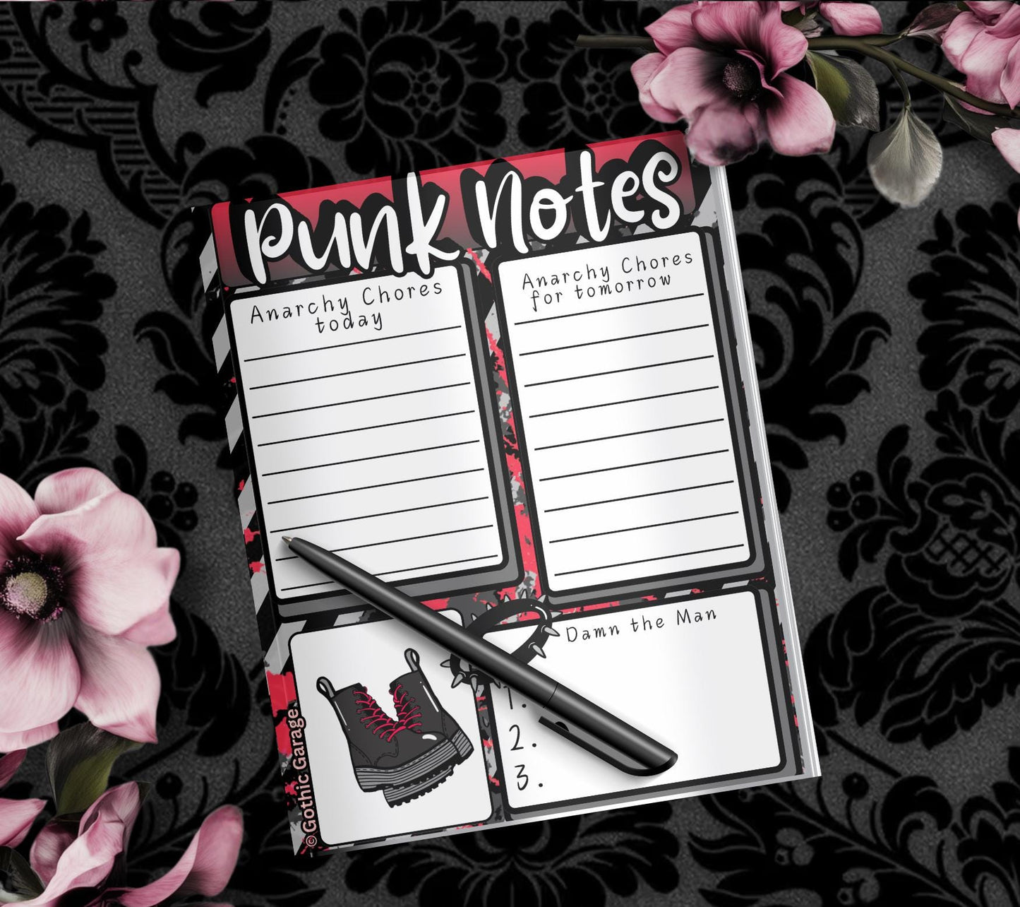 Punk Notes Notepad: Anarchy Chores Stationery for Alt Girls