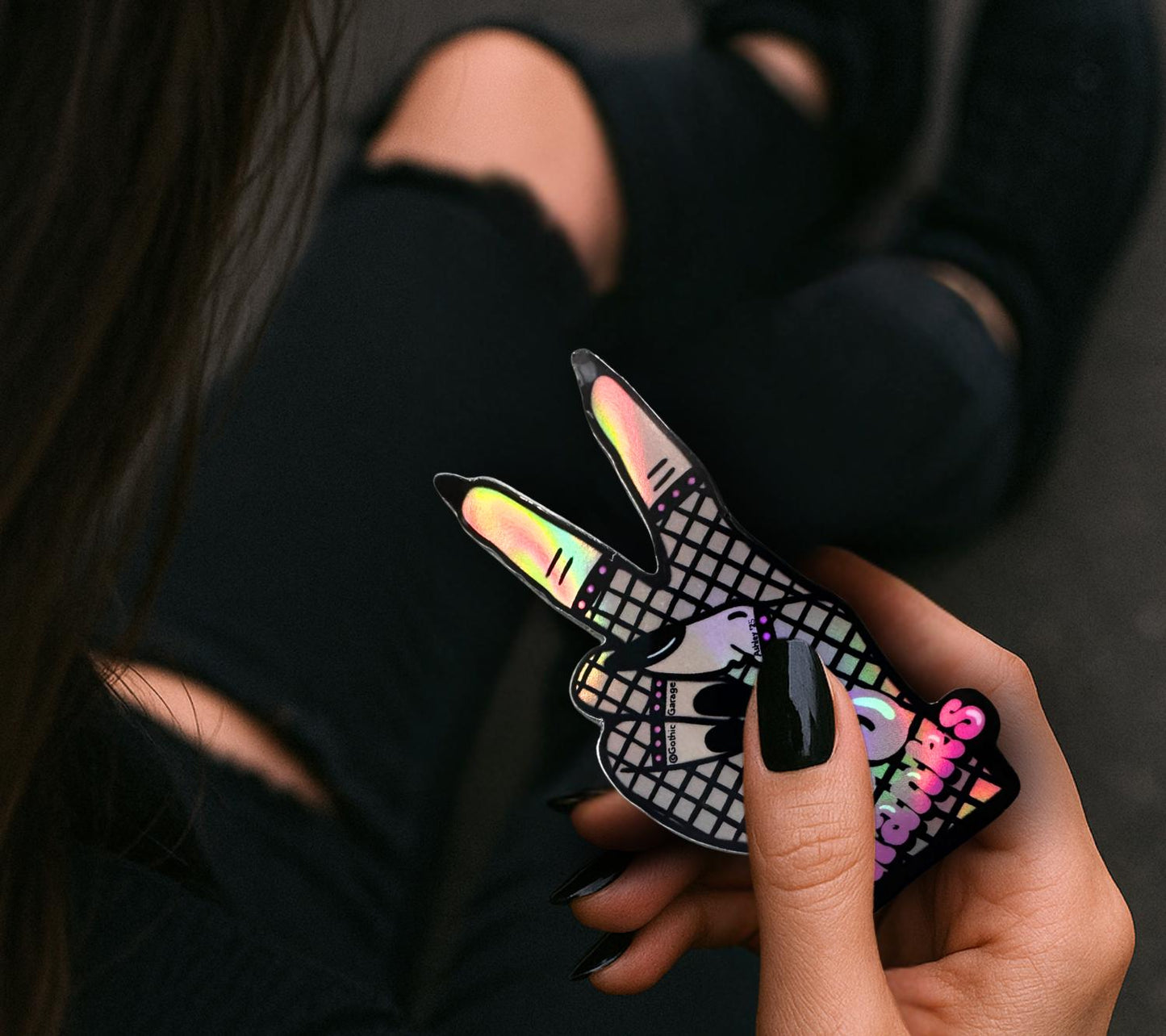 Gothic Hand Waterproof Sticker: Punk Princess No Thanks Vinyl Decal