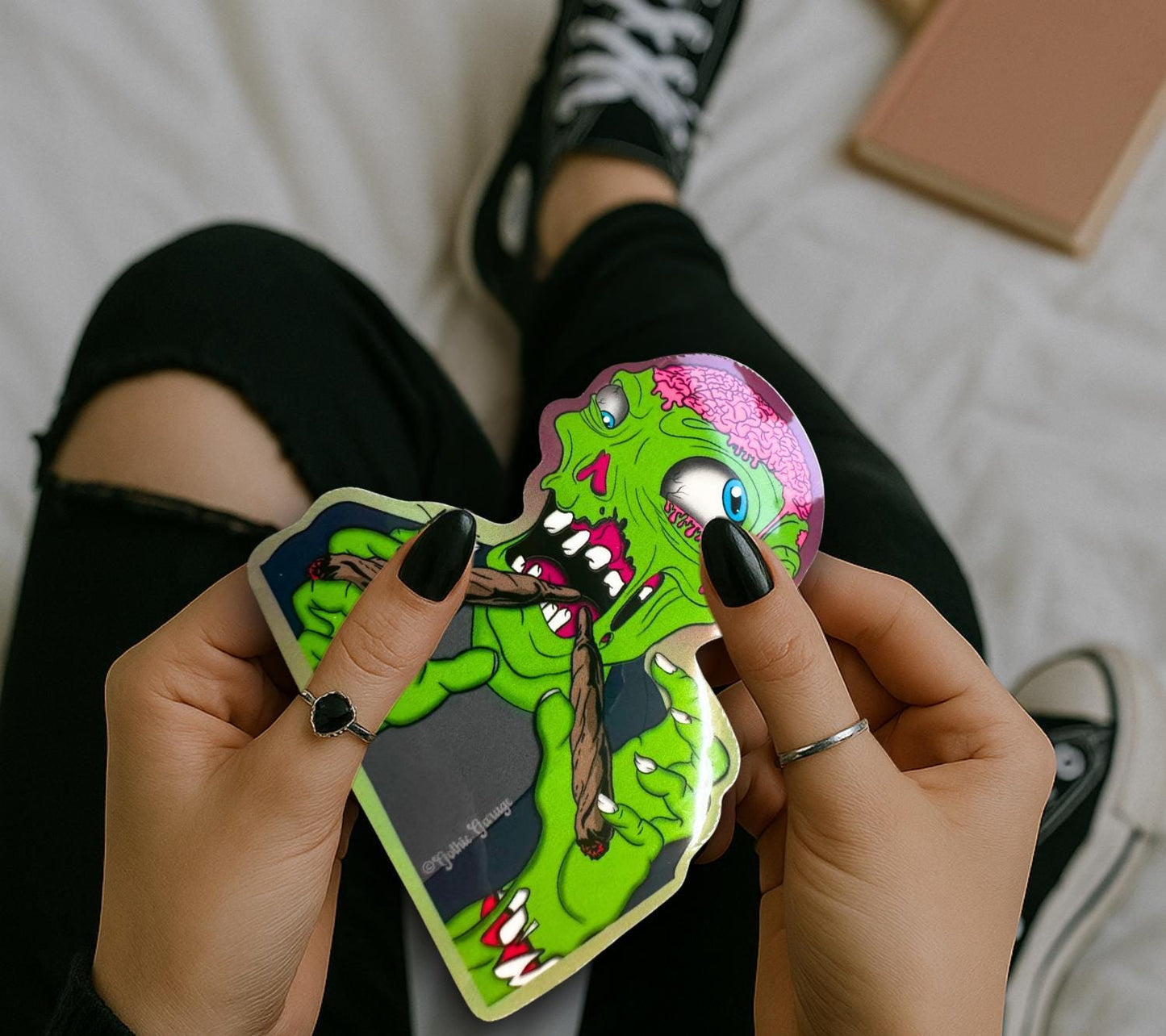 Blunt Brains – Zombie Stoner Die Cut Waterproof Sticker- A little undead, a lotta baked