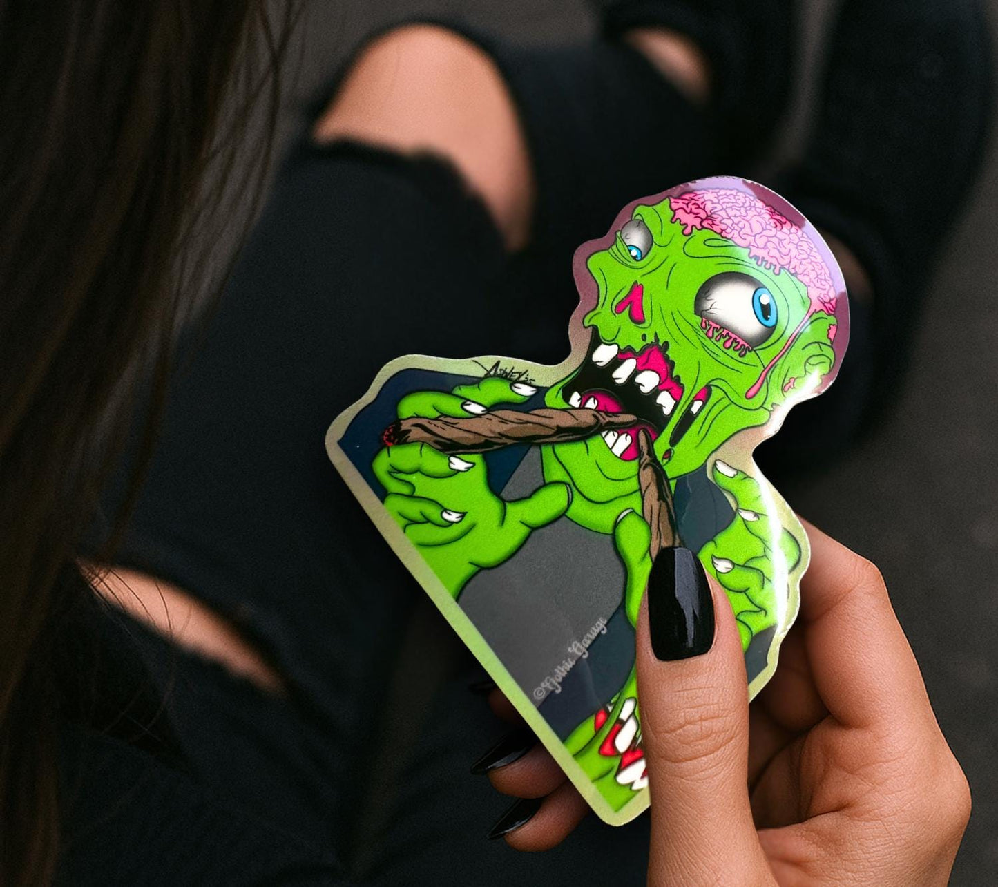 Blunt Brains – Zombie Stoner Die Cut Waterproof Sticker- A little undead, a lotta baked