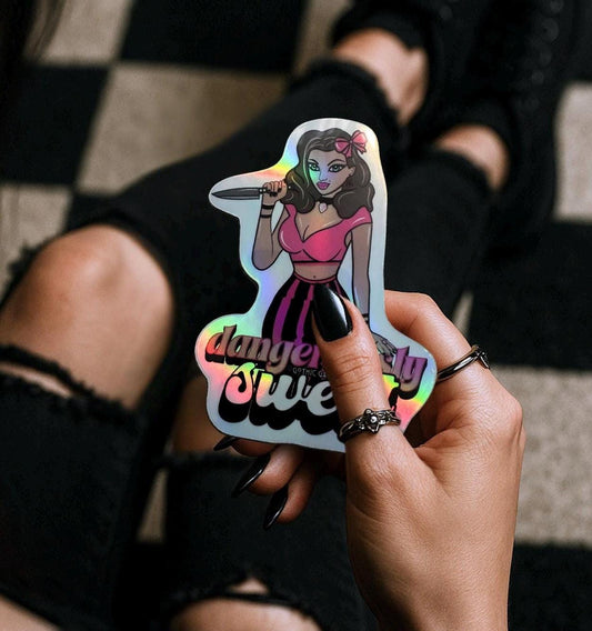 Gothic Pin-Up Girl Sticker: Dangerously Sweet, Waterproof Vinyl