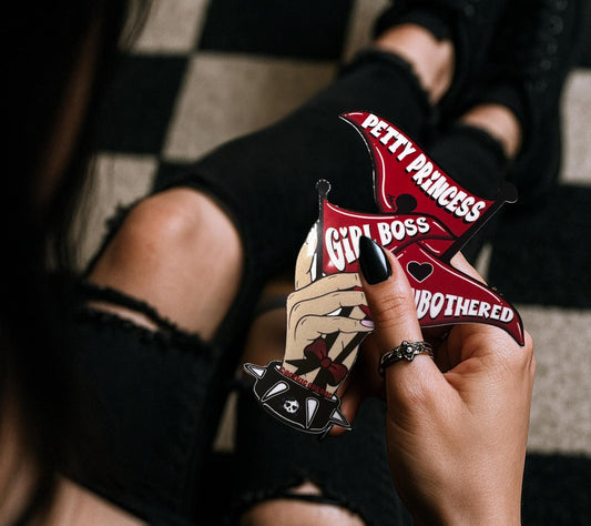 Red Flag Princess Gothic Sticker – Girl Boss Unbothered Spiked Collar Waterproof Decal