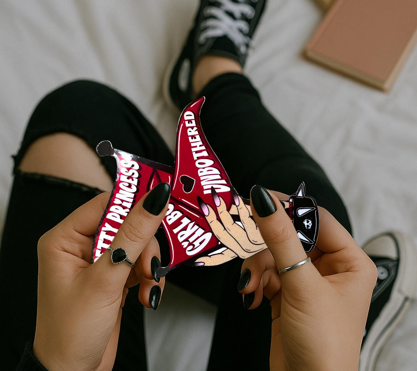 Red Flag Princess Gothic Sticker – Girl Boss Unbothered Spiked Collar Waterproof Decal