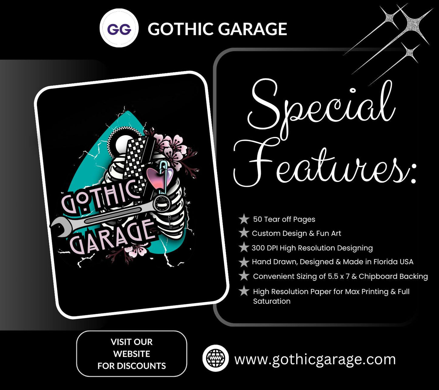 Gothic Study Tracker Notepad – Cute Pastel Skull Planner for Students & Procrastinators