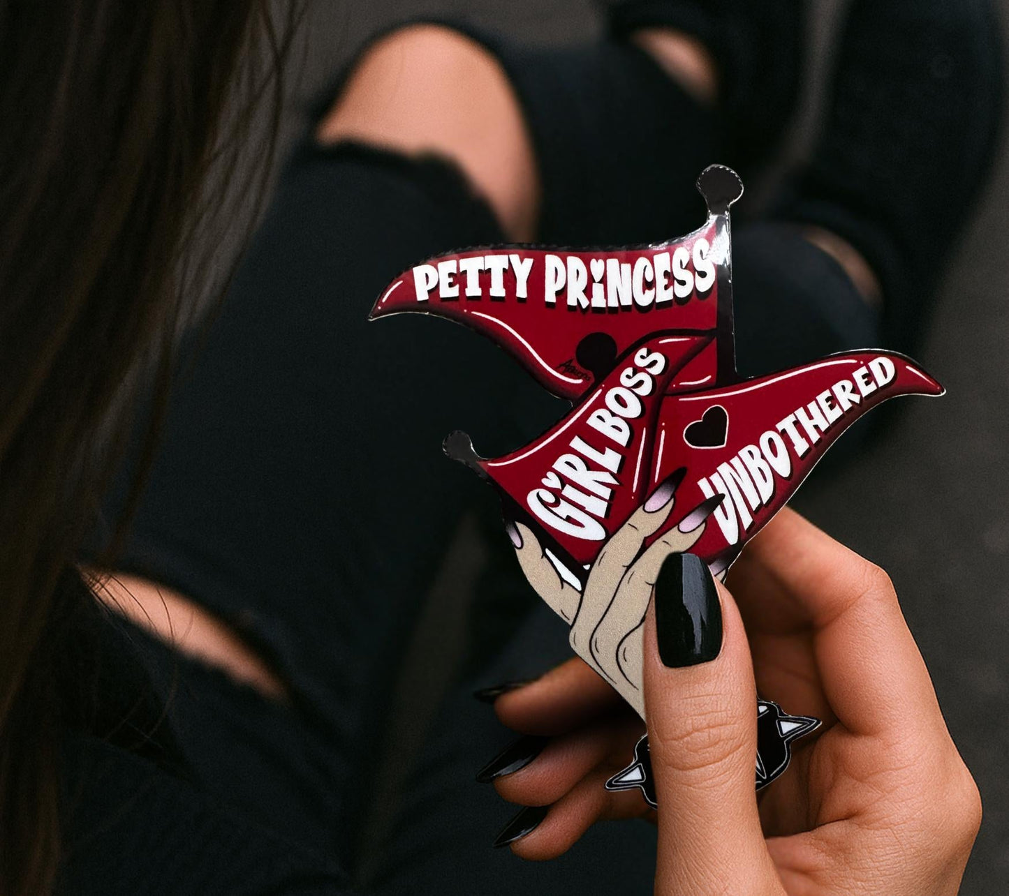 Red Flag Princess Gothic Sticker – Girl Boss Unbothered Spiked Collar Waterproof Decal