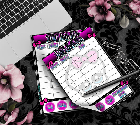 Gothic Study Tracker Notepad – Cute Pastel Skull Planner for Students & Procrastinators