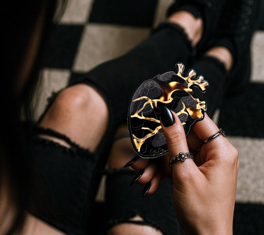 Gold Vein Anatomical Heart Sticker: Gothic X-Ray Vinyl Decal