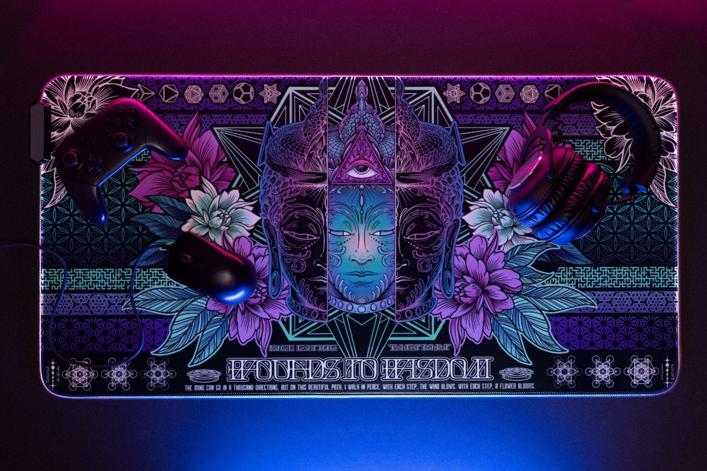WOUNDS TO WISDOM V2 ✦ ETHEREAL HUES ✦ XXL RGB Gaming Mouse Pad
