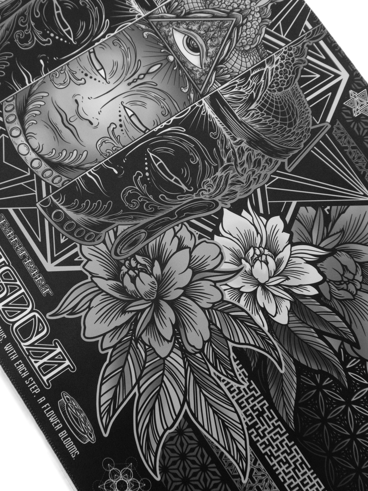 WOUNDS TO WISDOM V1 ✦ MONOCHROME ✦ XXL RGB Gaming Mouse Pad