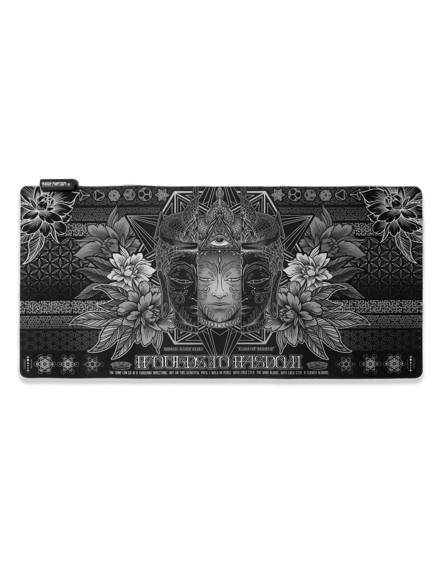 WOUNDS TO WISDOM V1 ✦ MONOCHROME ✦ XXL RGB Gaming Mouse Pad