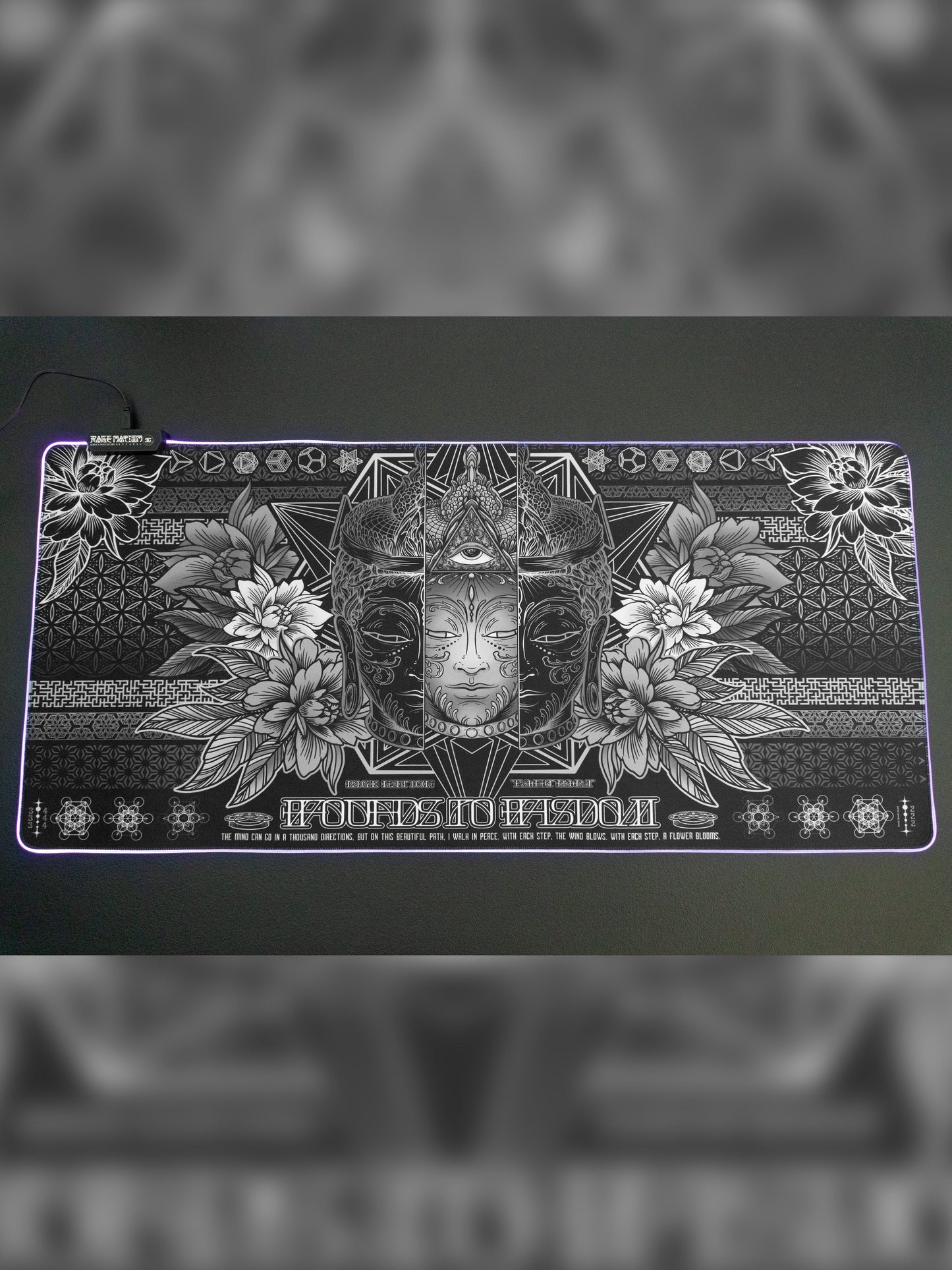 WOUNDS TO WISDOM V1 ✦ MONOCHROME ✦ XXL RGB Gaming Mouse Pad
