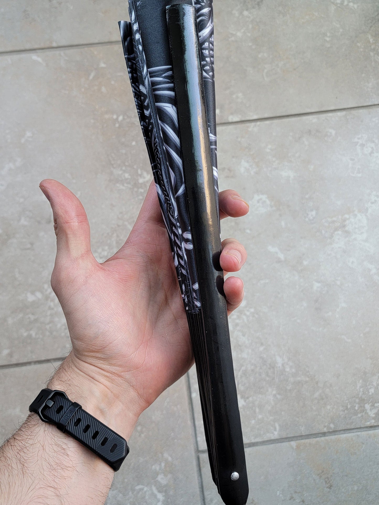 FOREVER EVOLVING SCARAB ✦ BLACK/WHITE Bamboo Fan